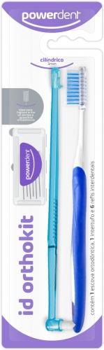 POWERDENT K ID ORTHOKIT ESCOVA ORTODONTICA+INTERTUFO+3 REFIS INTERDENTAIS CILINDRICO 3 x 1