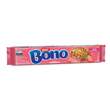 Biscoito Recheio Morango Bono Pacote 90g
