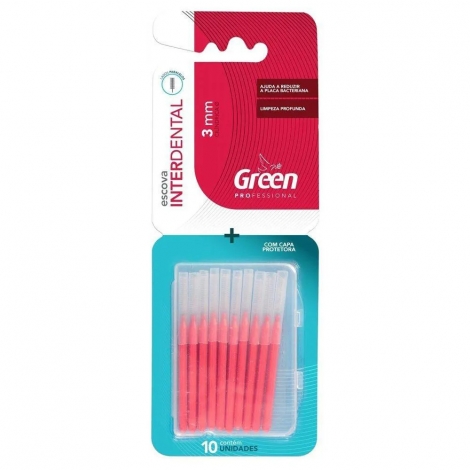 GREEN ESCOVA INTERDENTAL CILINDRICA 3MM COM CAPA x 10