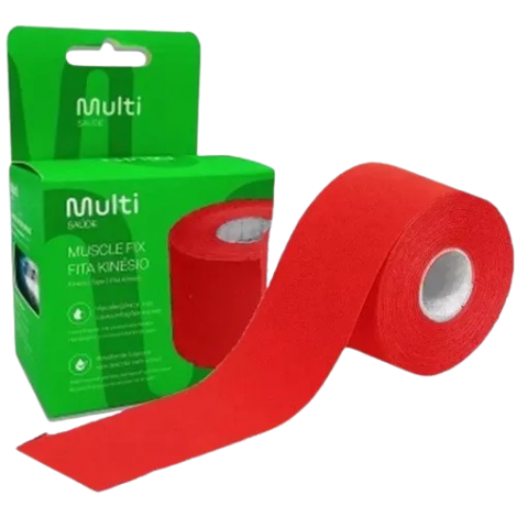 FITA KINESIO ROLO 5 CM X 5 MTS VERMELHA