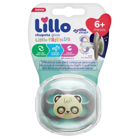 LOLLY CHUP LITTLE FRIENDS GLOW SIMETRICA PANDA PRETO - A010395